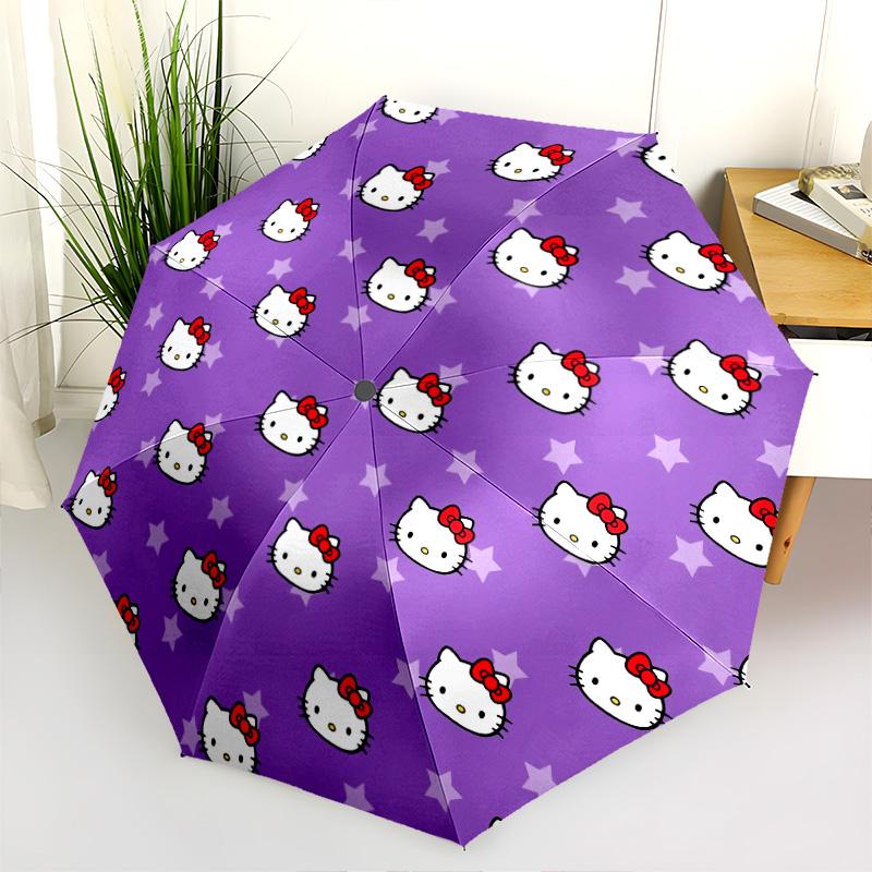 Hello Kitty  pattern, automatic folding umbrella, portable and foldable design, 8 ribs, a Christmas or birthday gift.