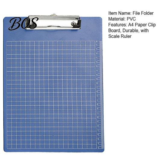 A4 Paper Clip Board File Folder, with Reinforced Metal And Clear Scale Ruler Clipboard Ruler, Portable Document Writing Pad, for Office School