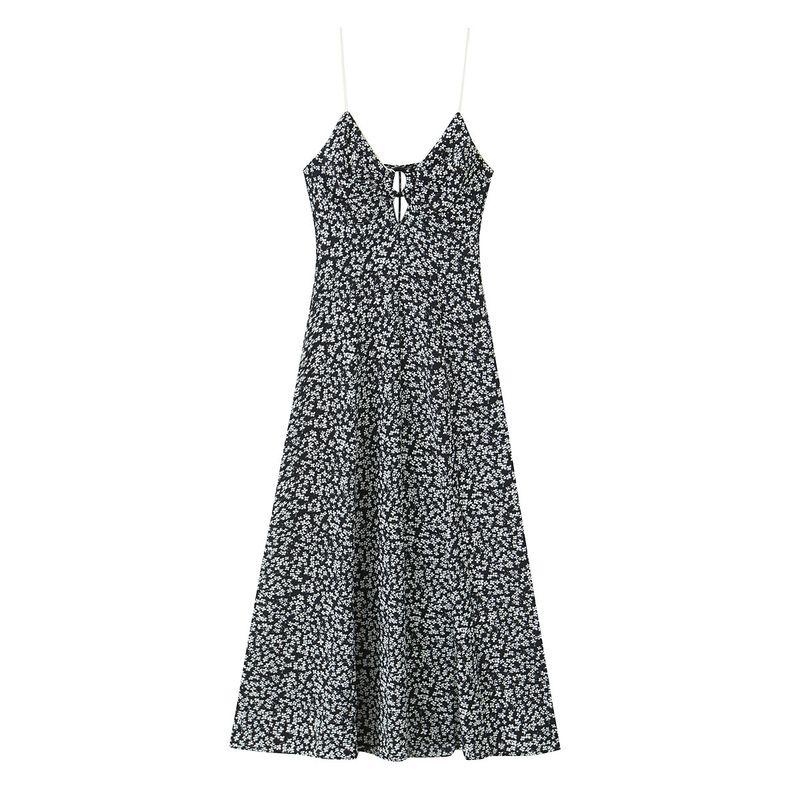 

Kaslead New Women clothes Western Style Fashion Simple Flower Print Midi Dress 8346774 Image color L