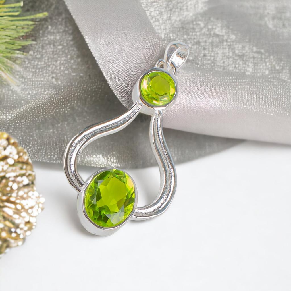 925 Sterling Silver Multi Gemstone Fashionable Jewelry Pendant 1.51" For Gift CP-4