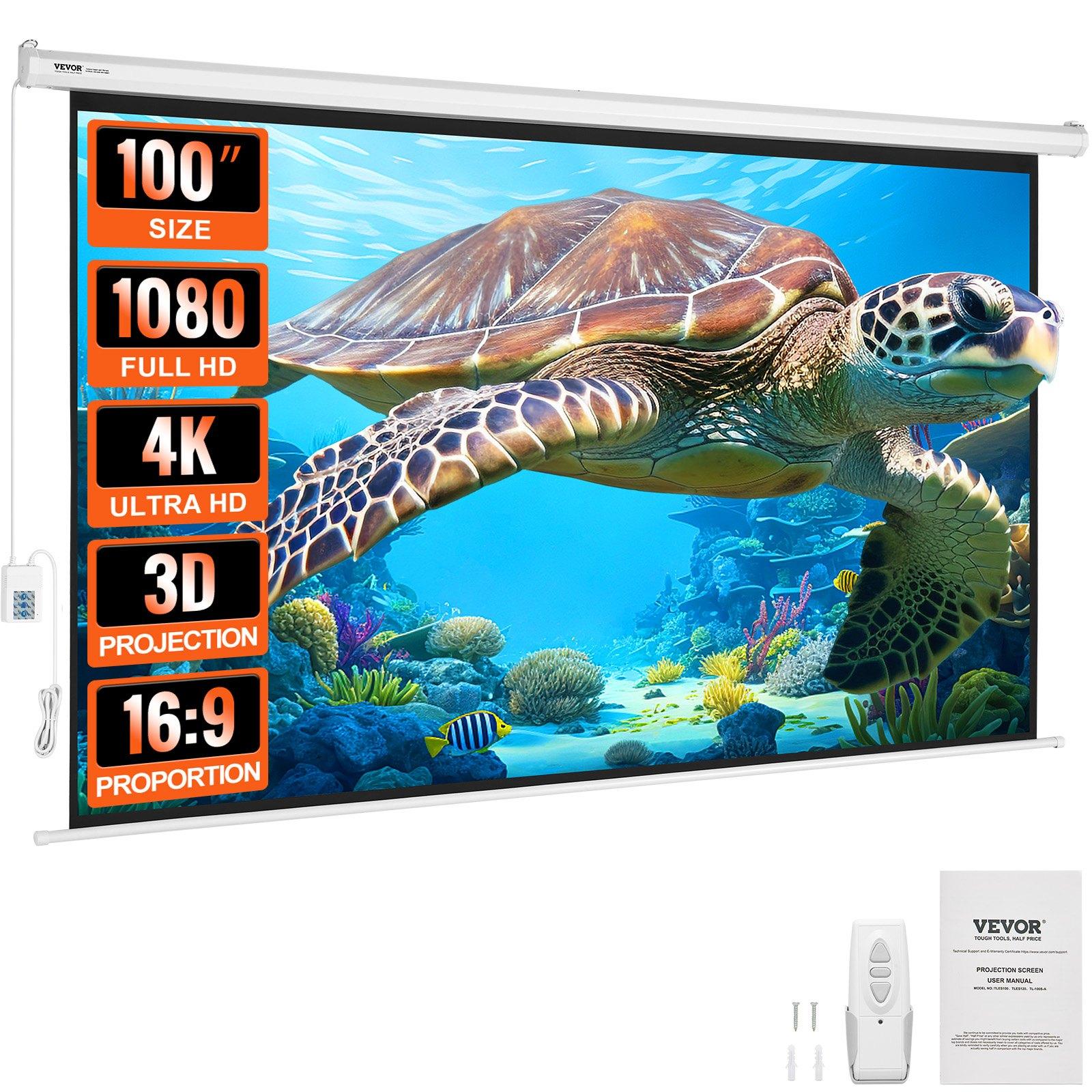 VEVOR Motorized Projector Screen, 100 inch