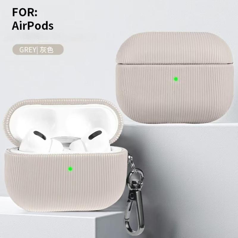 Luxury Striped Leather Headphone Case For AirPods Pro 2 3 Wireless Charging Box PC Hard Earphone Protector For Airpods 1 2 3 4
