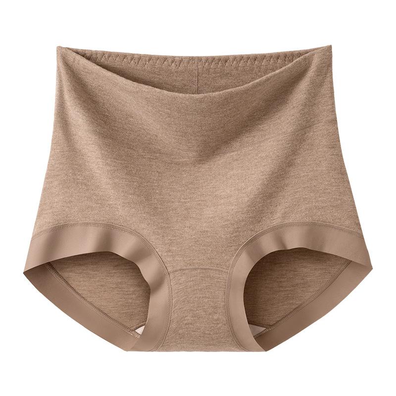 Plus Size Women's Autumn and Winter Thickened Color Cotton Wool High Waist Hip and Belly Extended Crotch Triangle Briefs