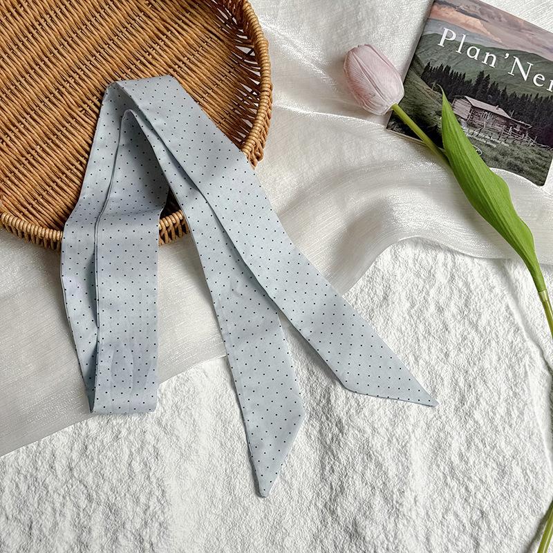 New Luxury Narrow Dot Print Short Silk Scarf for Woman Skinny Scarves Hair Band Lady Bag Tie Handle Ribbon Kerchief Hair Strip