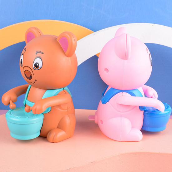 Cartoon Aufziehspielzeug Keine Batterie erforderlich Interessanter Bär Schweinchen Panda Frosch Trommelspielzeug Unterhaltung Füllstoff Aufzieh-Trommel Jungen Mädchen