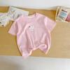 Children Cartoon Tee Girls Casual Tops Summer Kids Rabbit Bear Print T-shirt Boys Girls Soft Comfortable Playwear