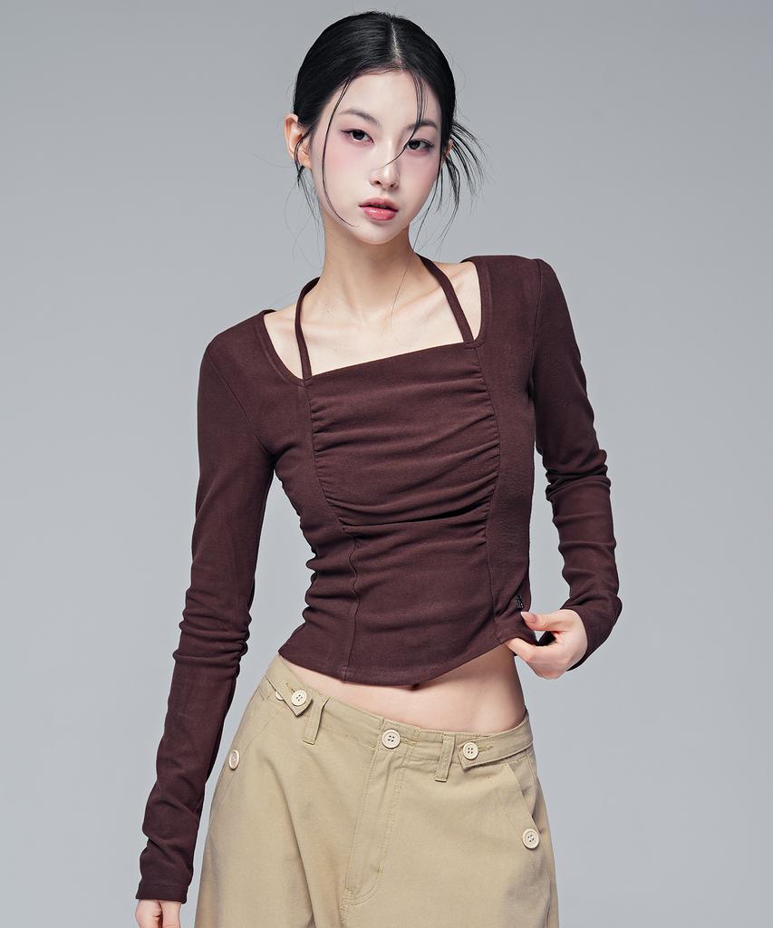 AVANDRESS Weds Shirring Halter Tee_4Col