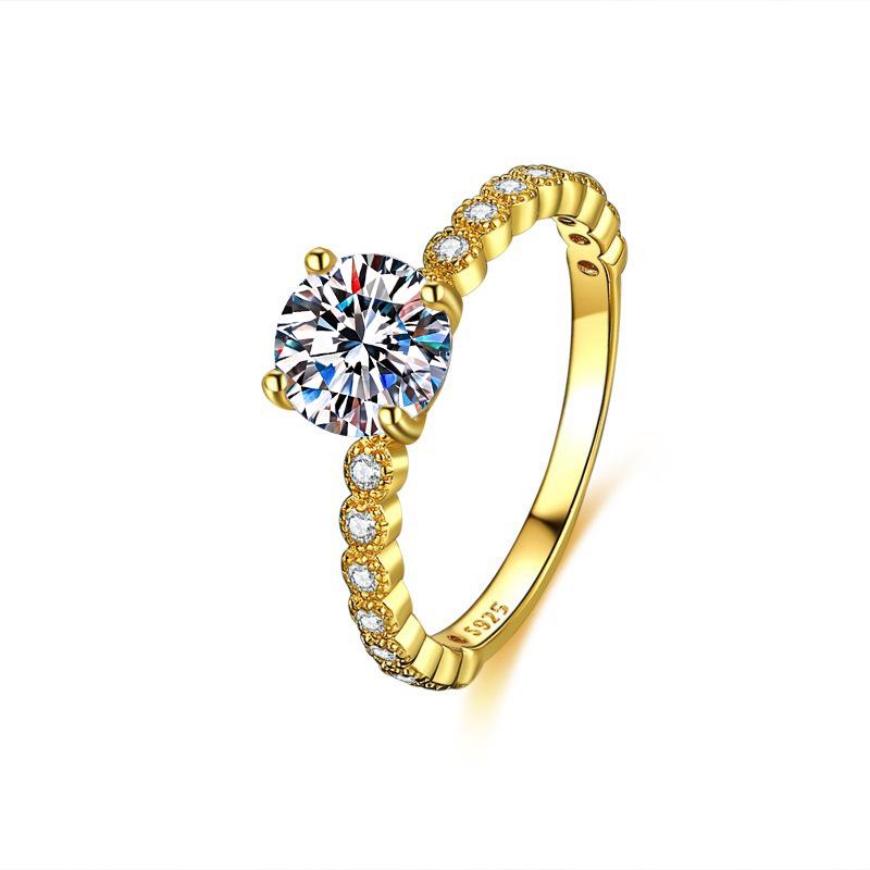 S925 Sterling Silver D Color 1 Carat Moissanite Engagement Ring
