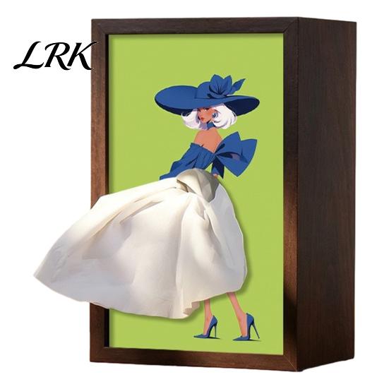 Elegant Tissue Box for Home Walnut Wood Box, with Artistic Ballet Dancer Skirt Design, Design Multipurpose Paper Towel Holder Decor Entryway