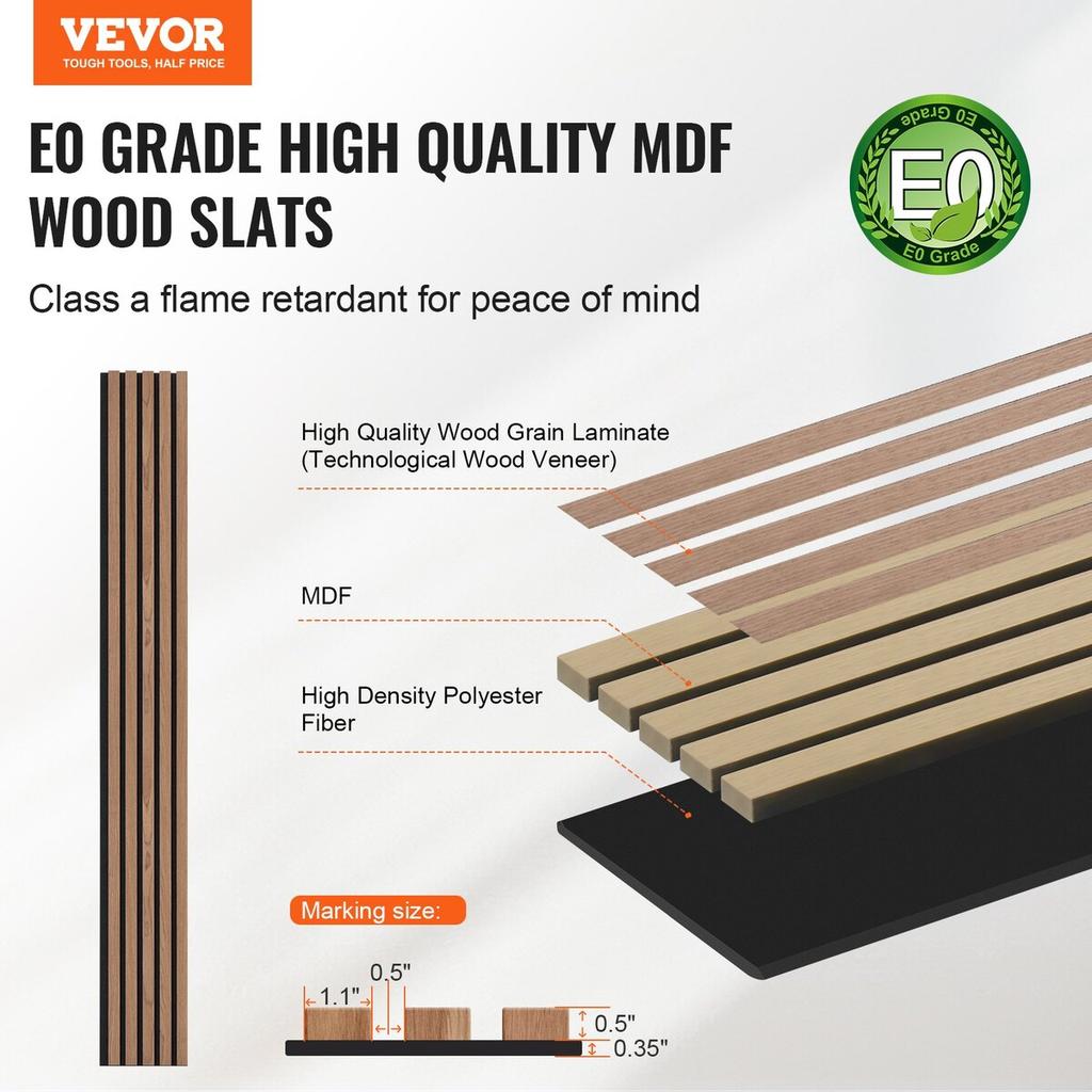 Wood Slat Acoustic Panels 7.9 X 94.5 Inch for Modern Wall Decor Walnut