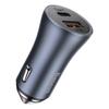 Baseus Pro Dual-Port Car Charger 40W USB-C & USB-A with Cable - Gray | PD QC 4.0+ SCP FCP AFC Support