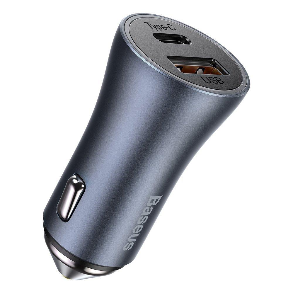 Baseus Pro Dvouportová nabíječka do auta 40W USB-C & USB-A s kabelem - Šedá | Podpora PD QC 4.0+ SCP FCP AFC