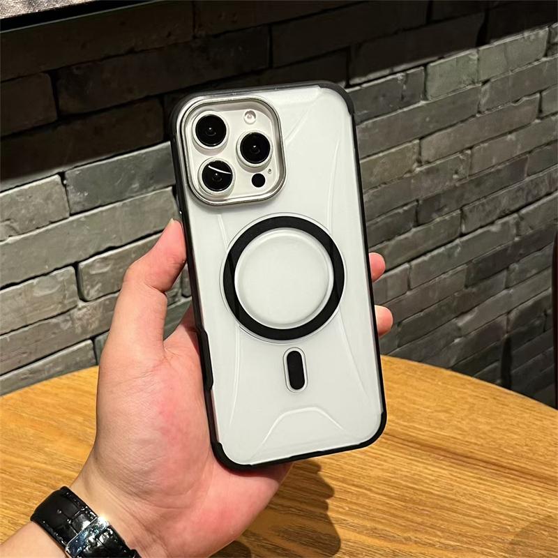 Matte Transparent Fashion Technology  Case For iPhone 16 Plus 15 14 13 12 Pro Max 11 Magnetic For Magsafe Wireless Charge Cover