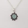 Aqua Chalcedony Gemstone 925 Sterling Silver Boho Jewelry Handmade Designer Pendant 1.37" CP-40-19