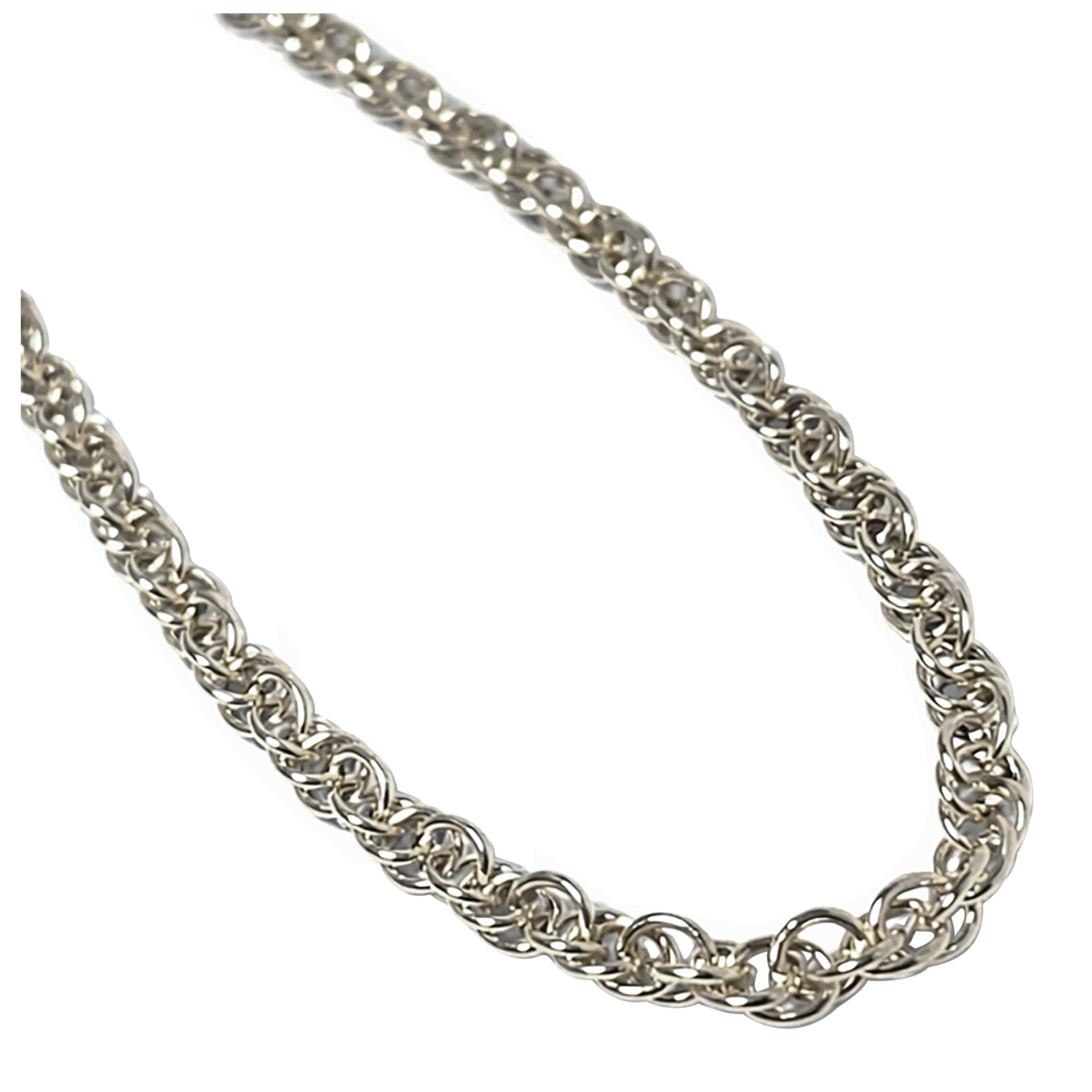 925 Triple Link Rope Chain, 2mm Thickness, 45cm - 55cm Length, Silver 925 Twisted Chain, Multi-Link Structure, 3D Braided, Unisex, Silver Necklace,