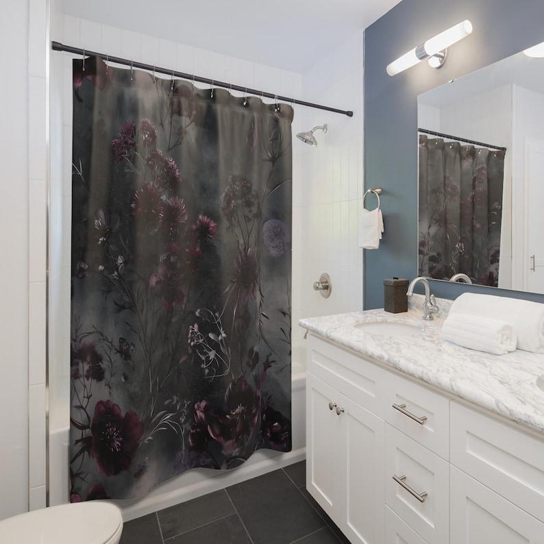 

Elegant Dark Floral Shower Curtain W60H190(CM)-1 Pcs