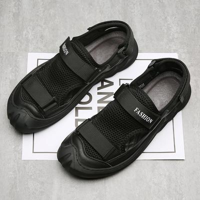 Summer New Men's Sandals Leather Breathable Mesh Sandals Outdoor Casual Portable Walking Shoes Non-slip Comfortable Beach Shoe