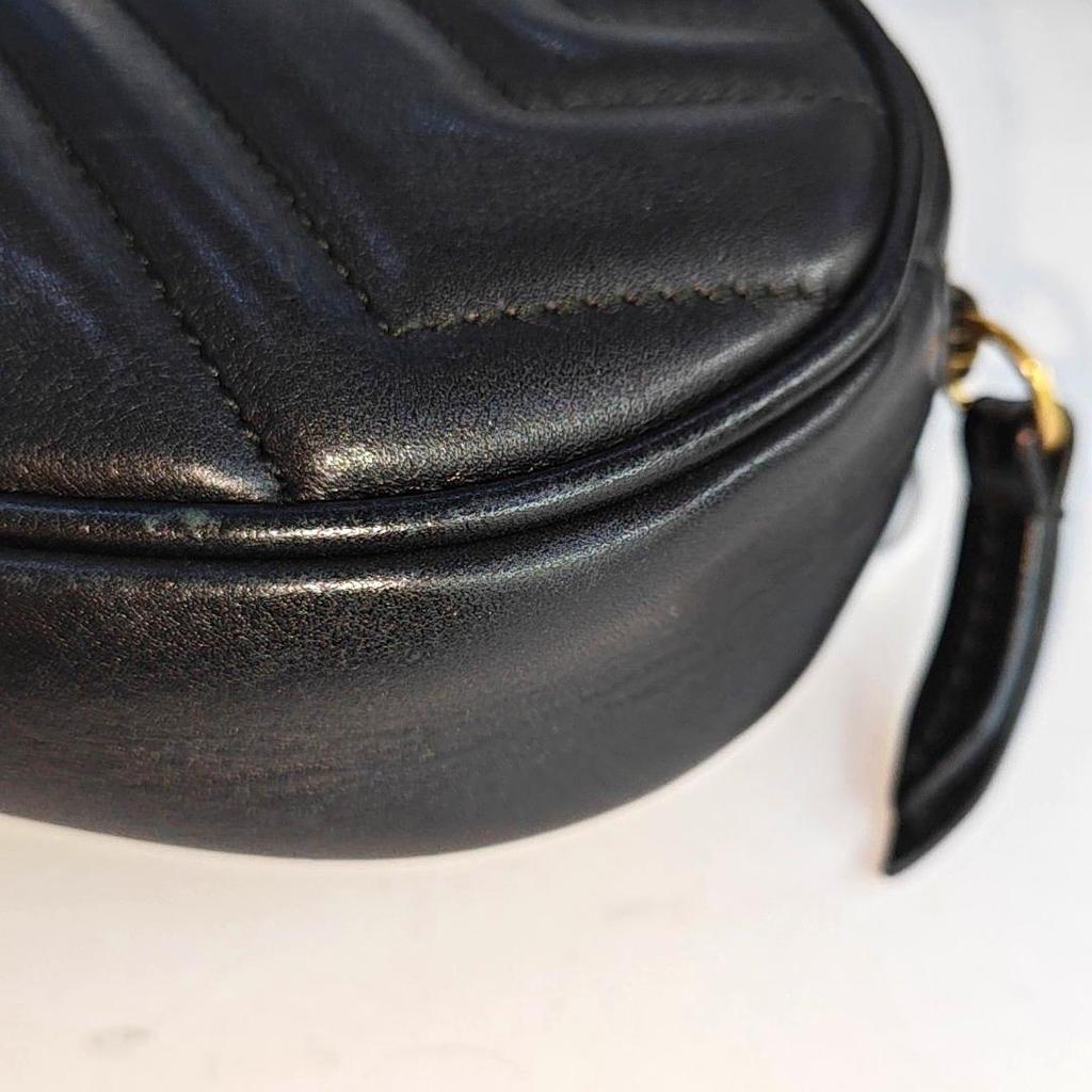 [Pre-Owned] Gucci Quilted Leather GG Marmont Matelassé Belt Bag 38/95 'Black' - Very Good #12QL9CG