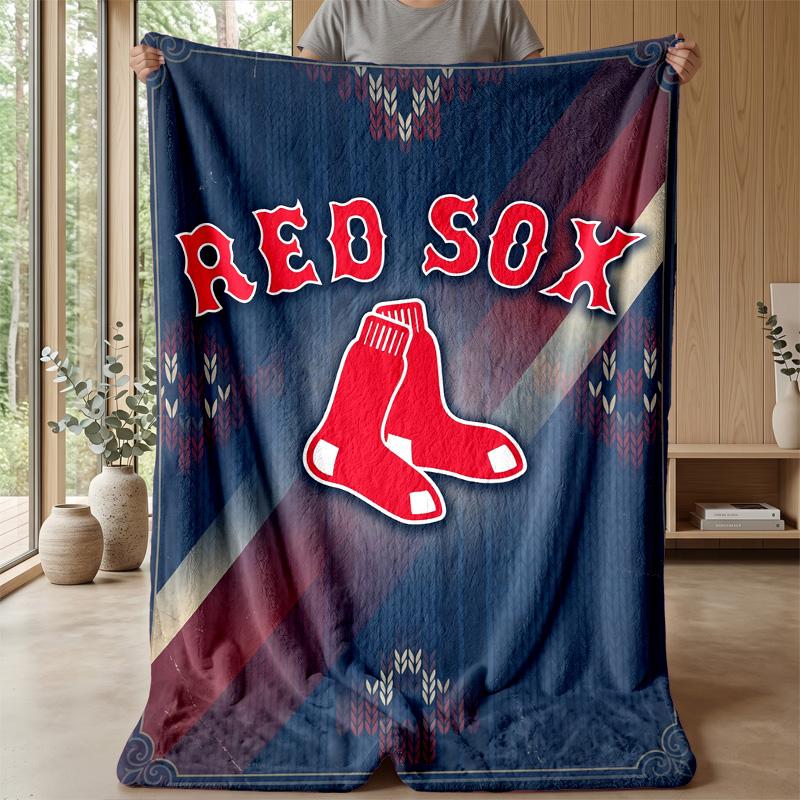 Coperta in Flanella Pile Boston Red Sox Coperta Calda e Accogliente per Divano Letto Viaggio Uso Stagionale