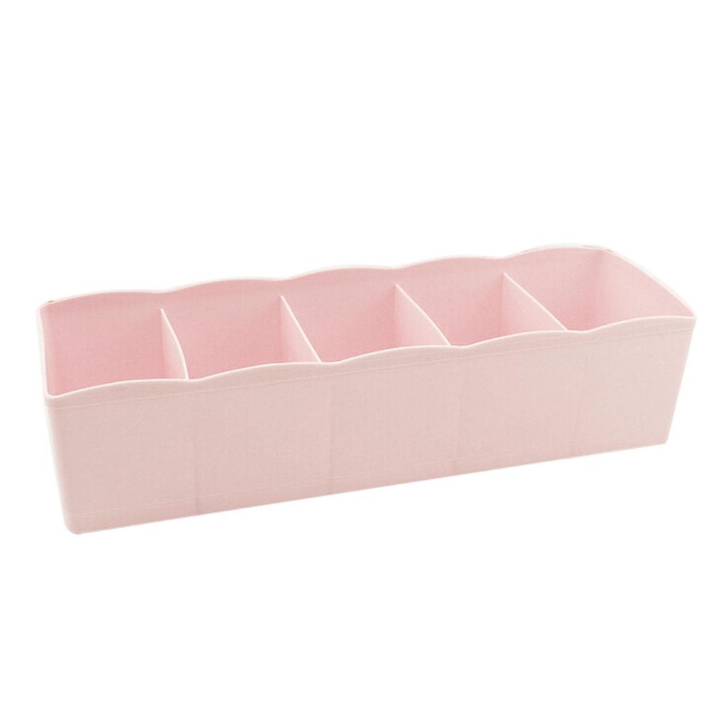 5 Cells Plastic Organizer Storage Box Tie Bra Socks Drawer Cosmetic Divider Tidy