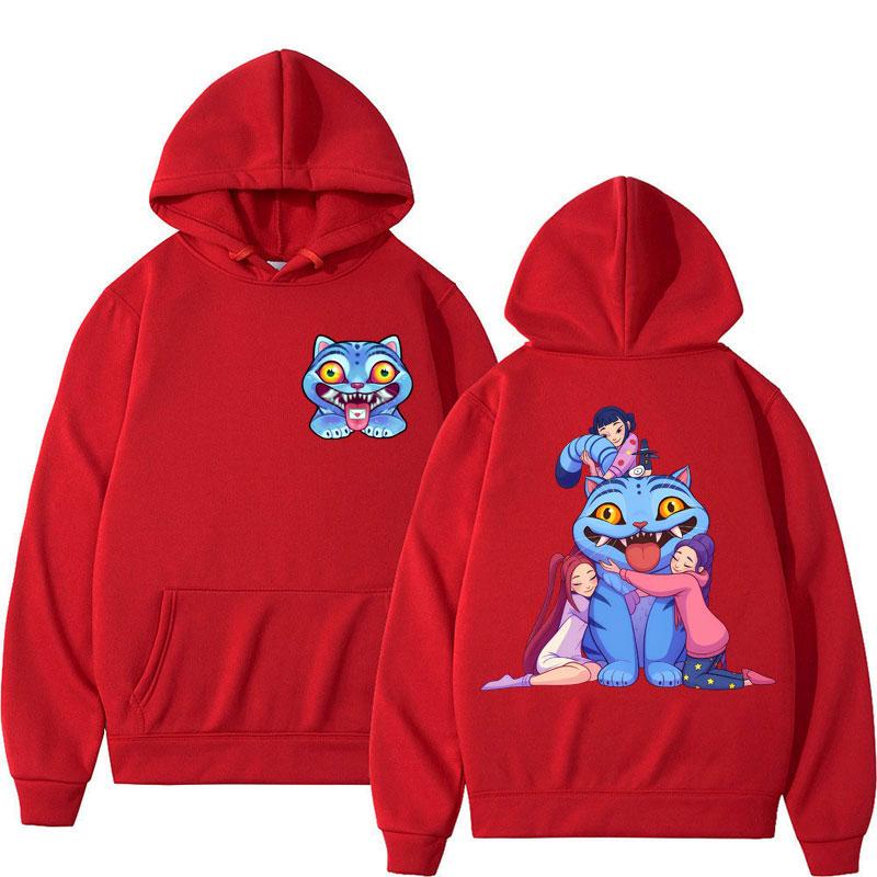 KPop Anime Demon Hunters Derpy Tiger Hug Hoodie Kawaii Cute Fashion Popular Tracksuit Men Women Oversized Fleece Casual Pullover