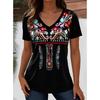 Summer New Women's T-shirt 3D Simple Printing V-neck Short Sleeve Shirt Fashion Plus Size T-shirt Clothing Y2k Women's T-shirt