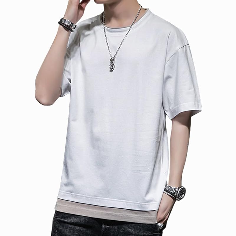 

[FJLTDCP] short sleeve t-shirt men s summer clothes layered style summer clothes t-shirt Fashionable clothes Color scheme switching classy 100% cotton
