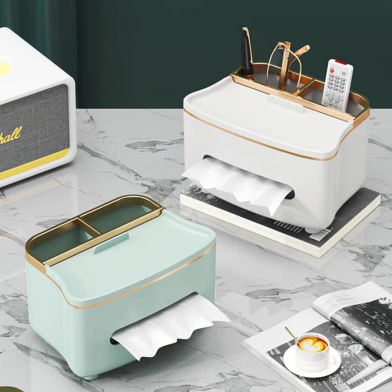 Tissue Box Holder With Spring Desktop Wall-Mounted Tissue Box Cover Paper Towel Dispenser Paper Extraction Dispenser For Car
