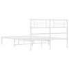Metal Bed Frame with Headboard White 150 x 200 cm