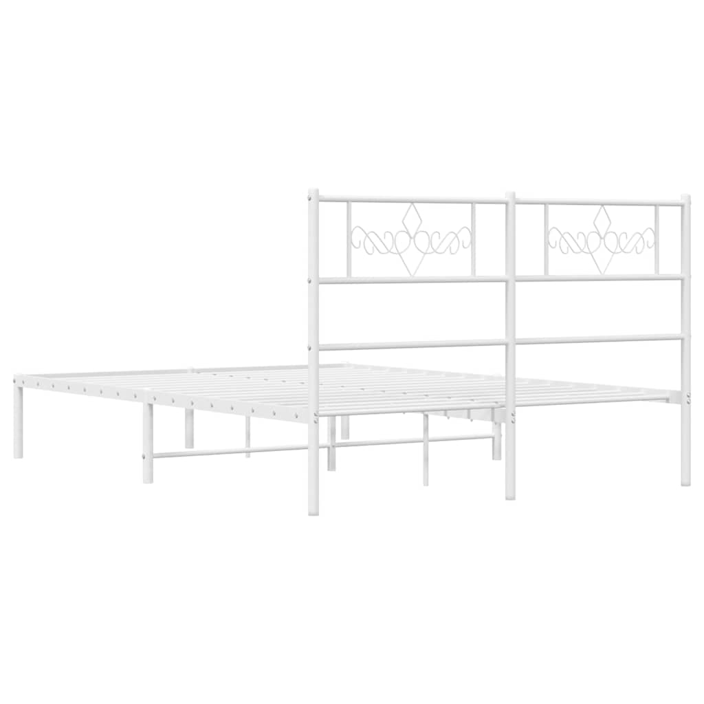 Metal Bed Frame with Headboard White 150 x 200 cm
