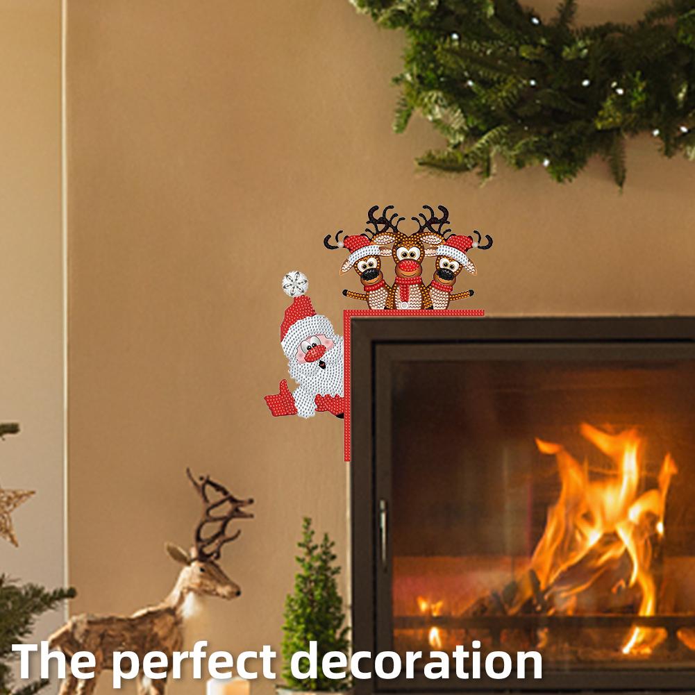 2D Flat Pattern Christmas Theme Christmas Door Frame Decorations Door Corner Decor 5D Diamond Painting Art Kit for Wall Window