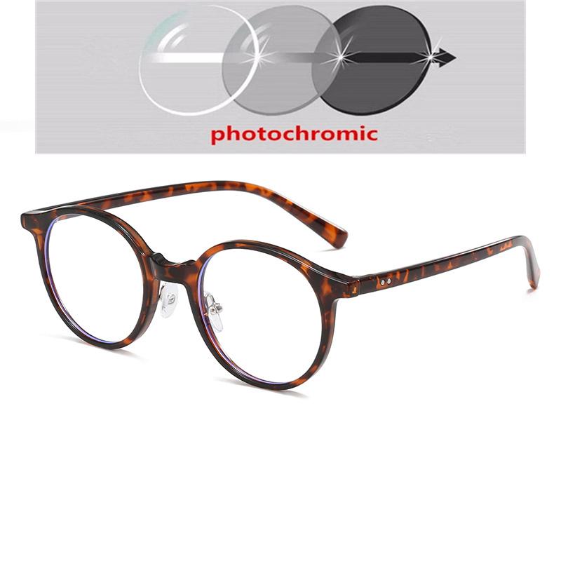 Leopard Frame Round Shortsighted Prescription Lens Eyeglasses TR90 Material Anti Blue Rays Student Minus Diopter Eyeglasses 0 -0.5 -0.75 To -6.0