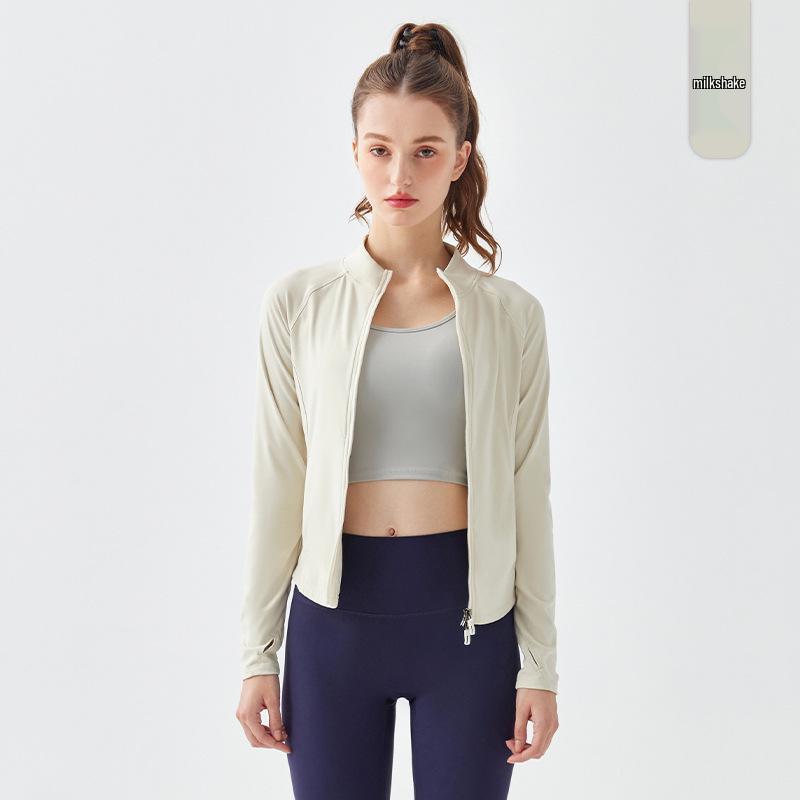 

Женская приталенная куртка для йоги с двойной молнией - Осенняя верхняя одежда для фитнеса и бега S