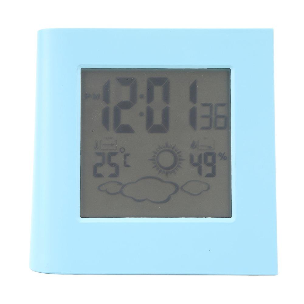 

Durable ABS Solar Battery Alarm Clock LCD Display Dual Energy Weather Forecast Clock Alarm Clock Home Use синий