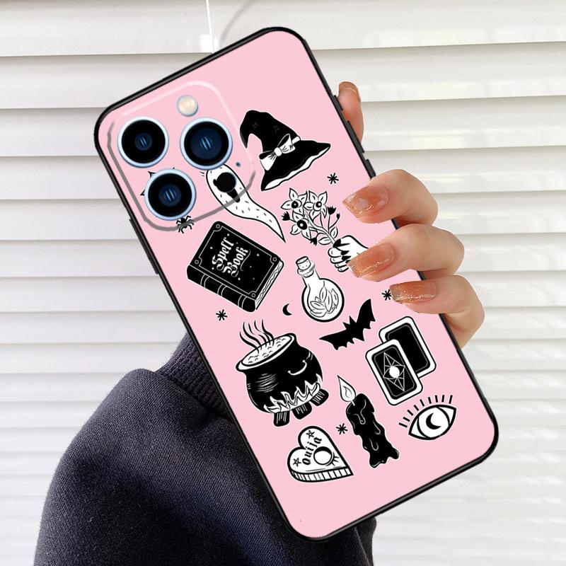

Pink Cat Skull Sorceress Witch Phone Case For iPhone 17 16 15 13 11 12 14 Pro Max mini 15 16 Plus 16e 17 Air Cover Fundas iPhone 16Pro MAX