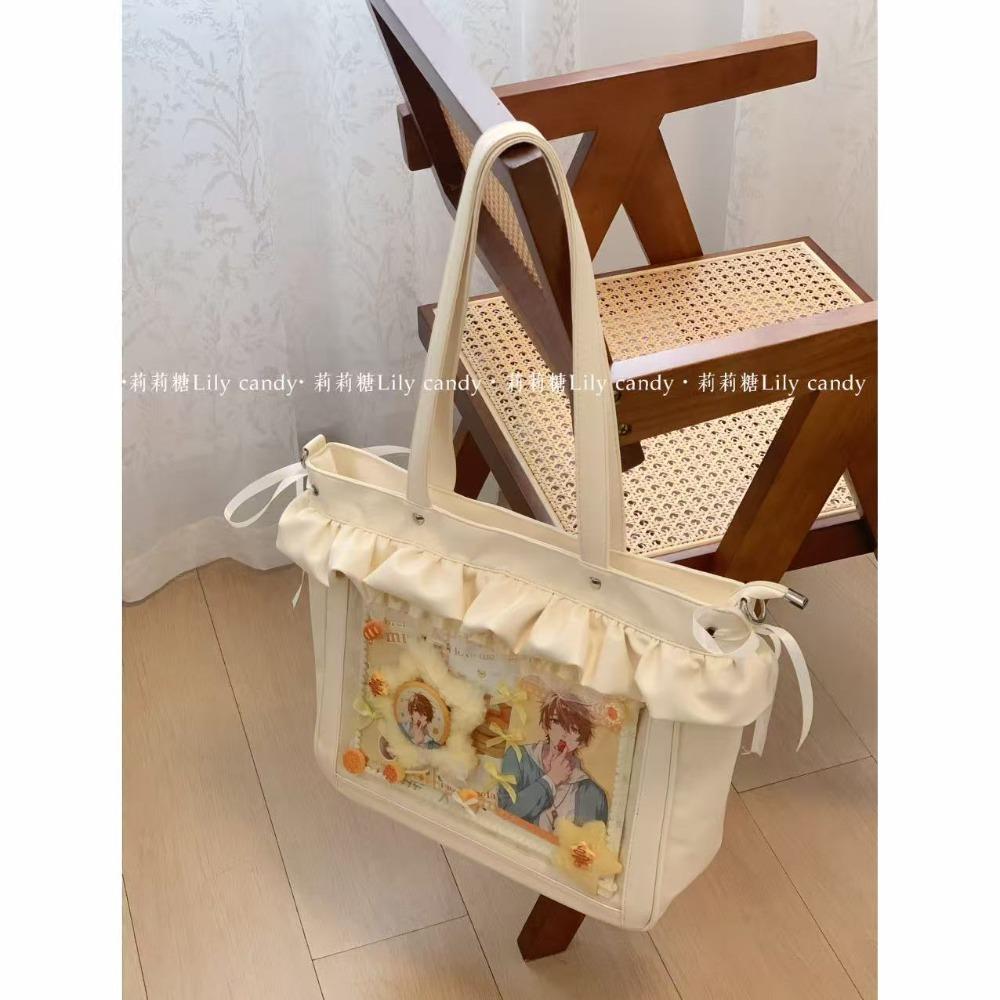 Ruffles High Capacity Bags for Woman Original Sac Femme Crossbady Shoulder Bag Sweet Bolsos mujer Transparent Bolsas Bolsa