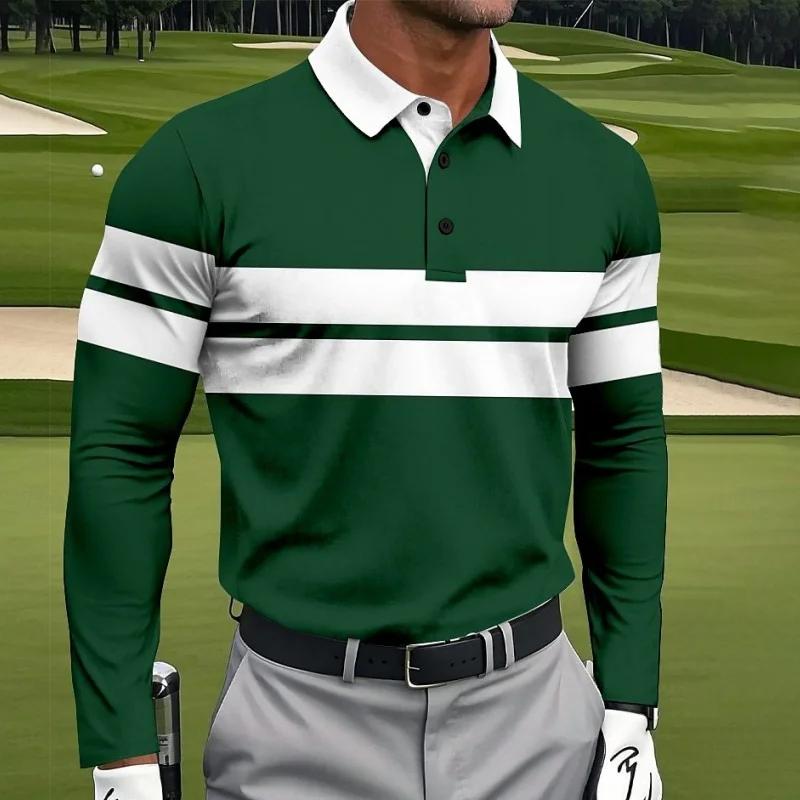 

Summer Comfortable Going Out Men s Long-sleeved Contrasting Color 3D Digital Printing Polo Shirt for Fashion Men s Clothing 3XL зелений