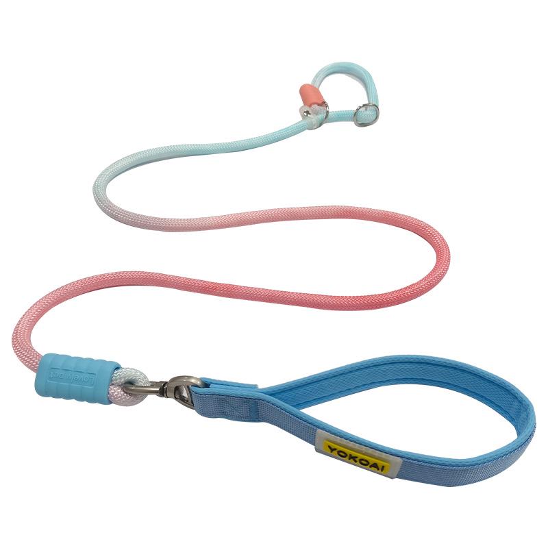 Gradient Shock-Absorbing Nylon Dog Leash for Small To Large Pets - Explosion-Proof with Integrated P Rope and P Chain.