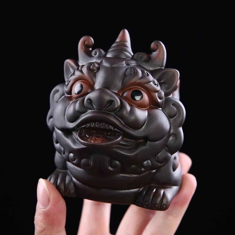 Purple Pottery Pixiu Handmade Tea Set, Kung Fu Tea Set, Fair Filter, Purple Clay Tea Ceremony Accessories