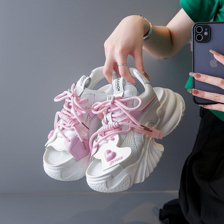 Fashion Summer Cute Women's Sneakers Mesh High Top Sports High Heel Wedge Sandals Breathable Casual