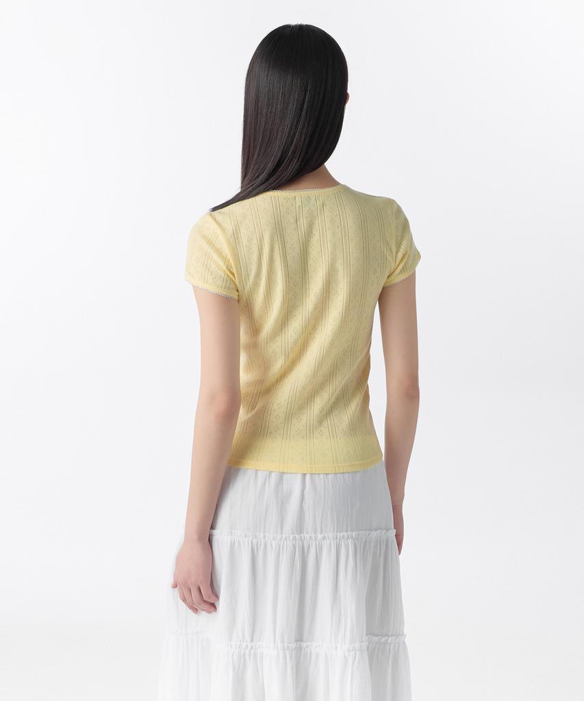 MUSINSA STANDARD WOMAN Women'S Pointel Lace Crew Neck T-Shirt [Butter]