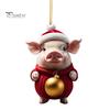 Christmas Pendant Adorable Cartoon Pig Shape Xmas Tree Hanging Ornament for Home Festive Decorations