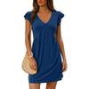 V-neck Flying Sleeve Solid Color Dress V-neck Ruffled Sleeve Pure Color Dress