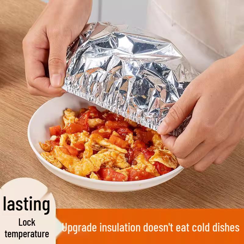 High Temp Resistant Aluminum Foil Cling Film for Food Insulation & Freshness, Thickened Universal Sleeve