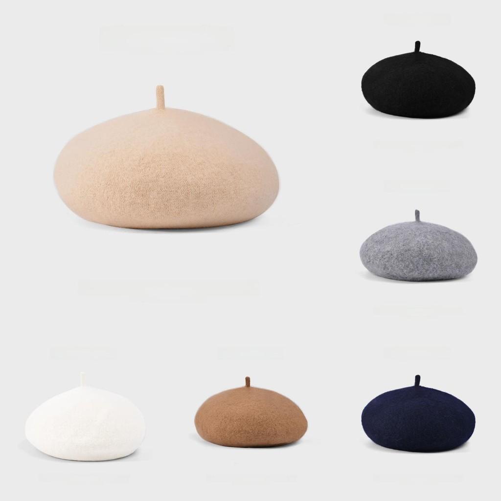 Fashionable Retro Plush Beret With Solid Color Design For Daily Cold Seasons