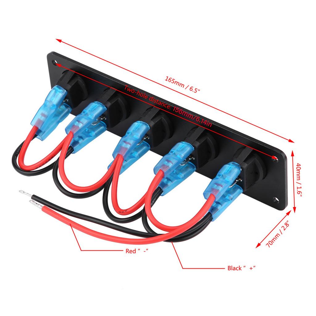 Rundes Armaturenbrett-Wippschalter-Panel 12-24 V 5-Gang-Innenteile für Wohnmobil-Bootsyacht MarineCar Marine Wasserdichte LED