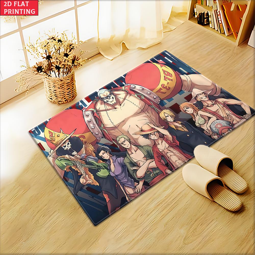 Anime Straw Hat Crew Doormat, Cartoon Pirate Non-slip Floor Mat, Decorative Entrance Rug for Home Living Room Bedroom