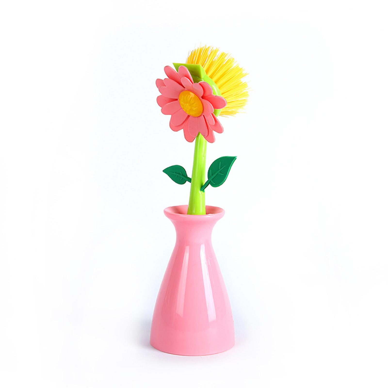 

1PC Kitchen Bathroom Removable Handle Brush Bottle Bowl Dish Pot Cleaner flower Shaped Cleaning Brush Clean dropship