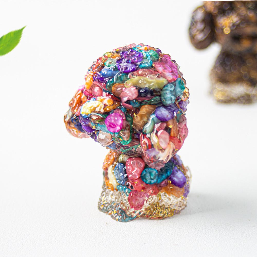 

Resin Craft Teddy Dog Figurine With Crystal Resin For Office Desk Decor Gift For Kids Rainbow Shell