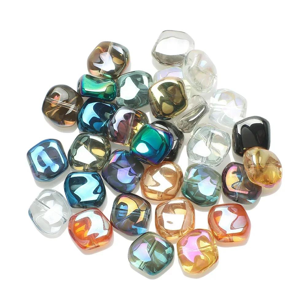 

TX54 12mm 20Pcs Electroplating Color Irregular Lampwork Charm Glass Beads Jewelry Diy Bracelet Rainbow Color Material Beads 12mm(20pcs)